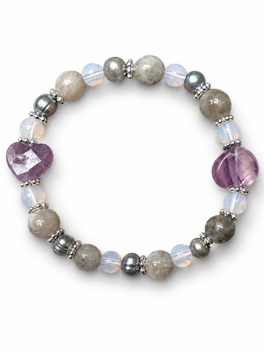 Handmade Fluorite Heart Bracelet